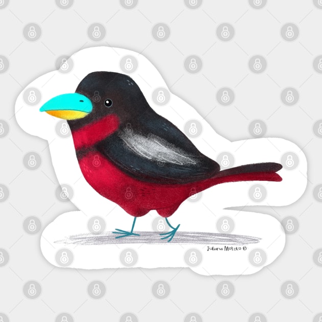 Black and Red Broadbill Bird Sticker by julianamotzko